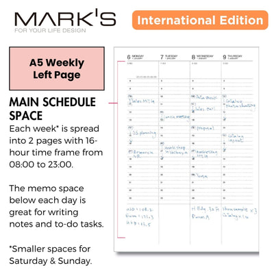 [International Edition] Mark's 2025 A5 Weekly Vertical Planner Diary - Storage.it