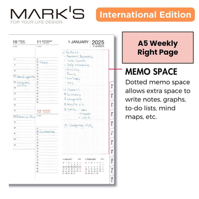 [International Edition] Mark's 2025 A5 Weekly Vertical Planner Diary - Storage.it