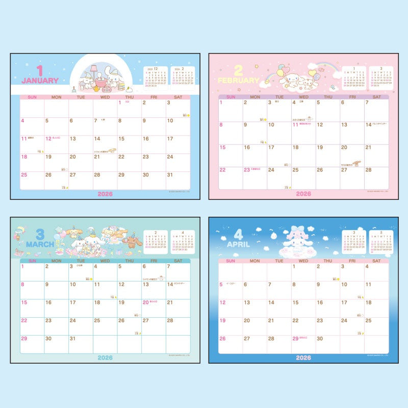 Sanrio 2026 Desktop Calendar - Cinnamoroll