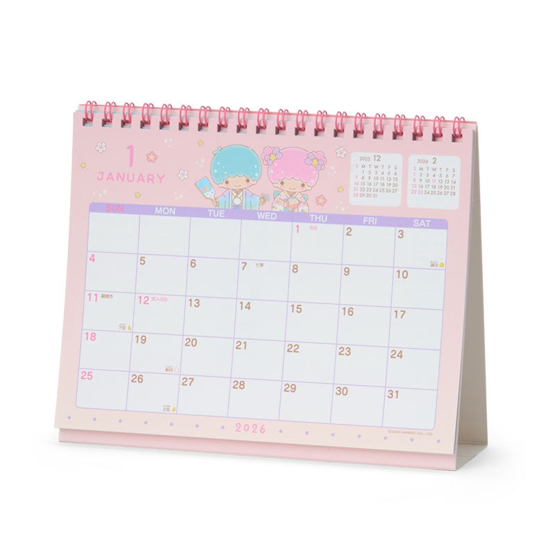 Sanrio 2026 Desktop Calendar - Little Twin Stars