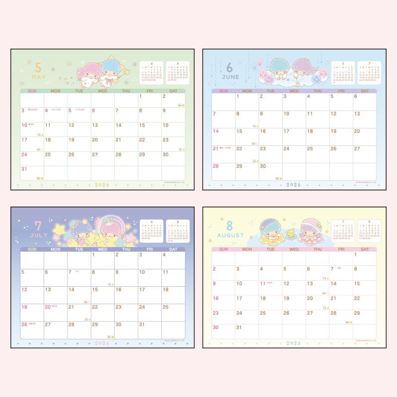 Sanrio 2026 Desktop Calendar - Little Twin Stars