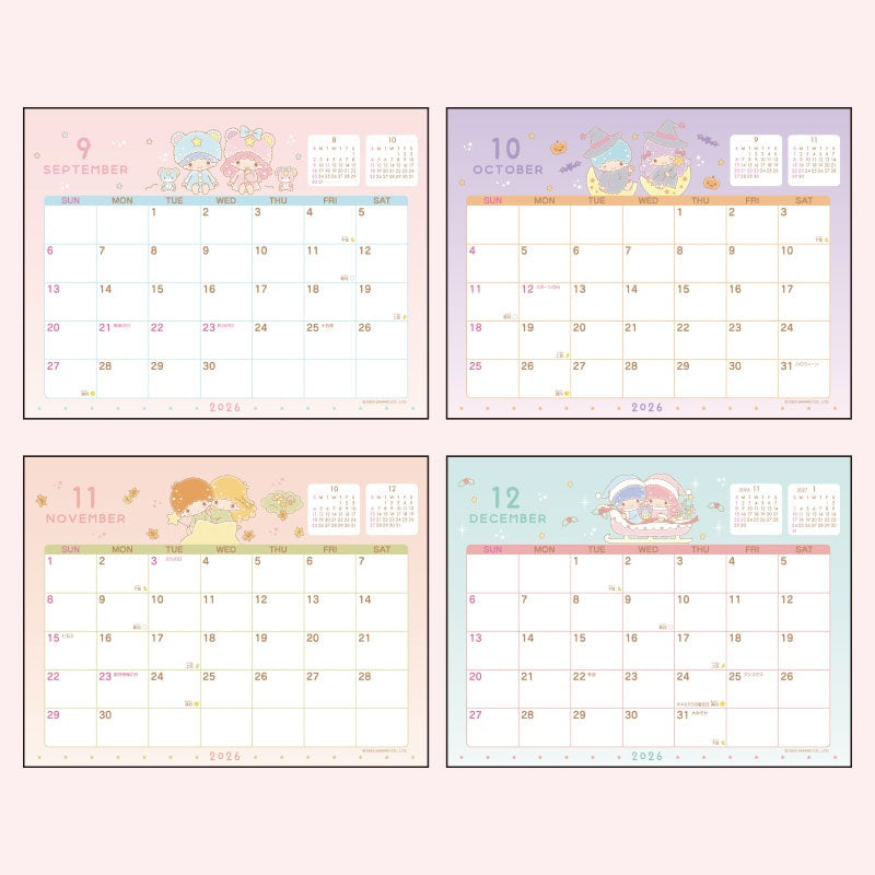 Sanrio 2026 Desktop Calendar - Little Twin Stars