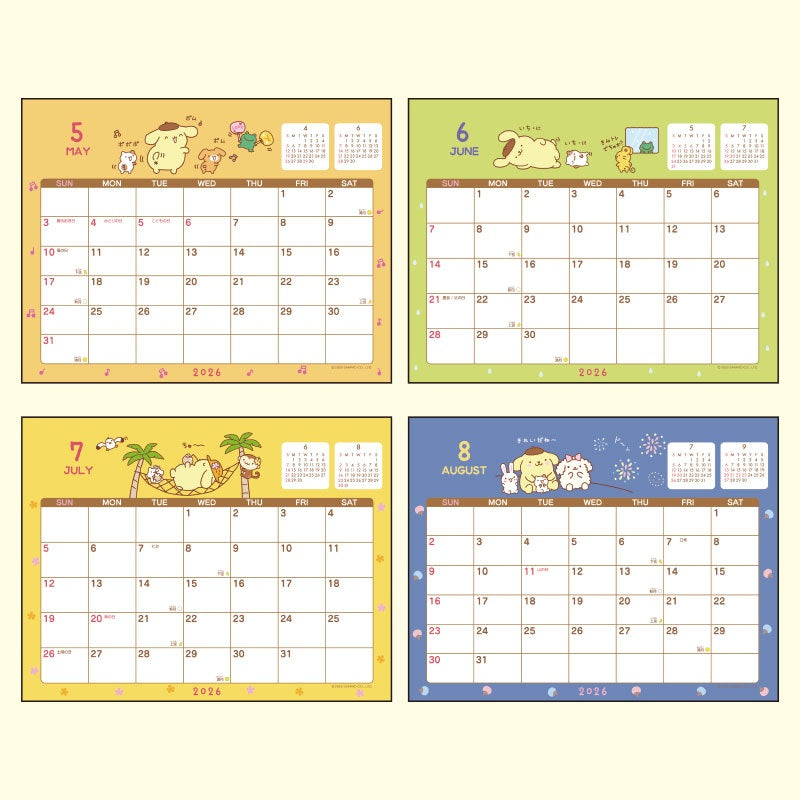 Sanrio 2026 Desktop Calendar - Pompompurin