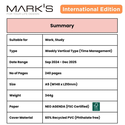 [International Edition] Mark's 2025 A5 Weekly Vertical Planner Diary - Storage.it