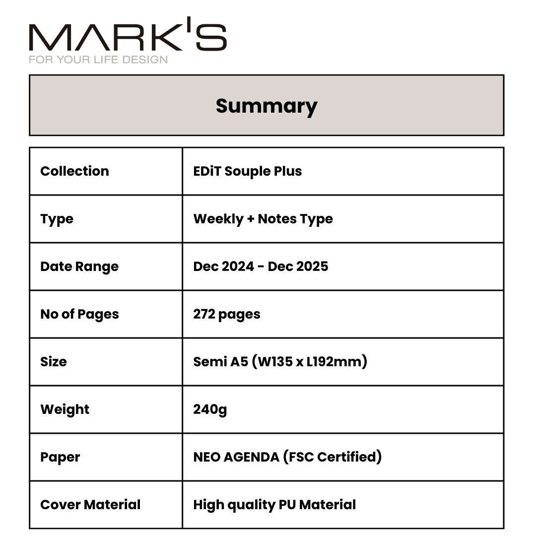 Mark's 2025 EDiT Semi A5 Weekly + Notes Planner - Souple Plus