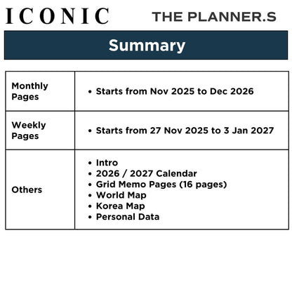 Iconic 2026 Planner Diary -  B6 Slim | Weekly Block| The Planner S