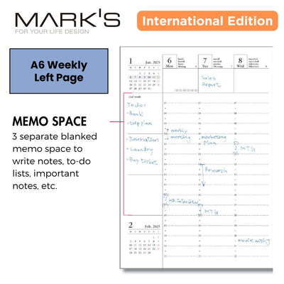[International Edition] Mark's 2025 A6 Weekly Vertical Planner Refill