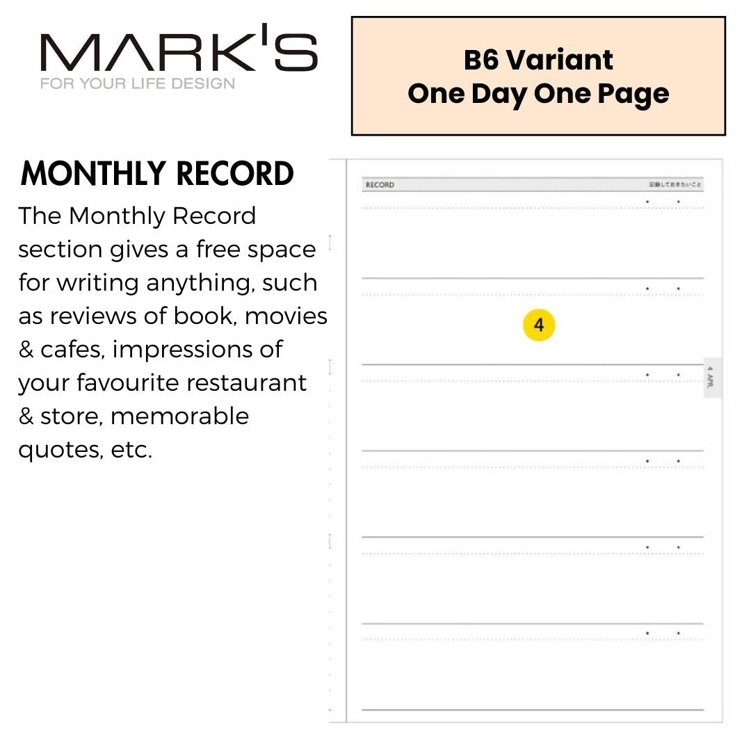 Mark's 2025 EDiT B6 One Day One Page Planner - Souple