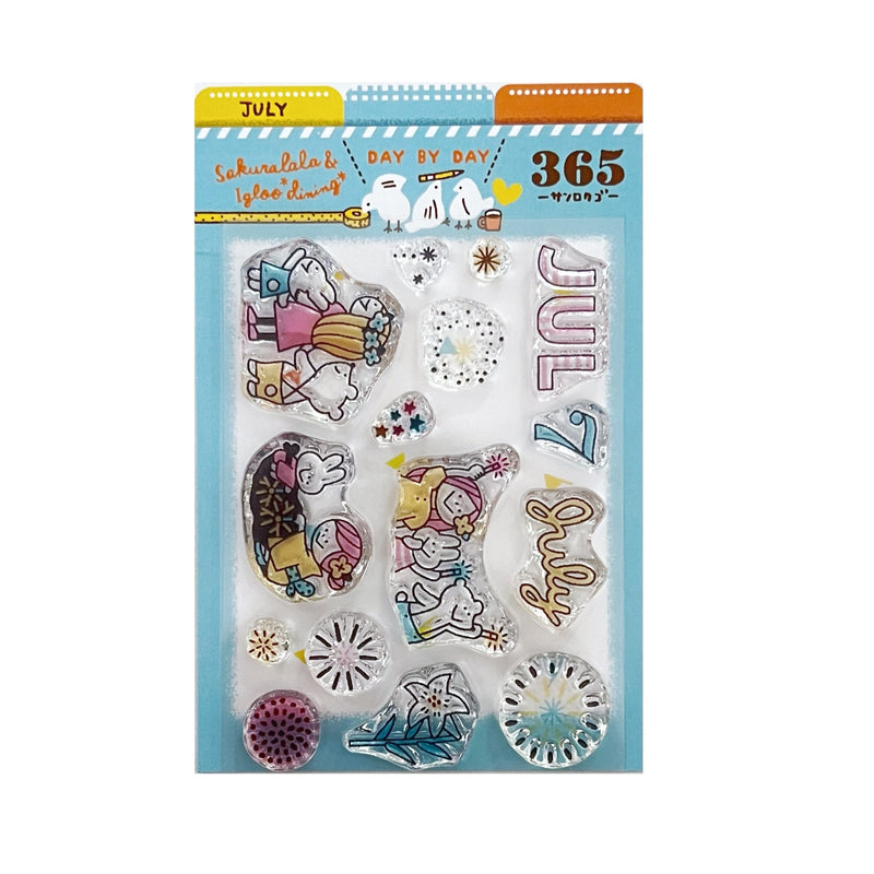 [LIMITED EDITION} Sakuralala x Igloo*Dining* 365™ Clear Stamps - July Set with Washi Sheets