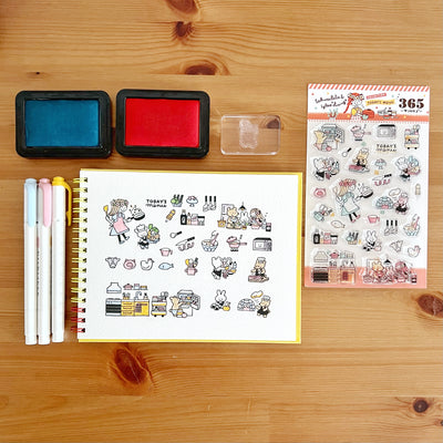 [LIMITED EDITION] Sakuralala x Igloo*Dining* 365™ Clear Stamps -  August Set with Washi Sheets