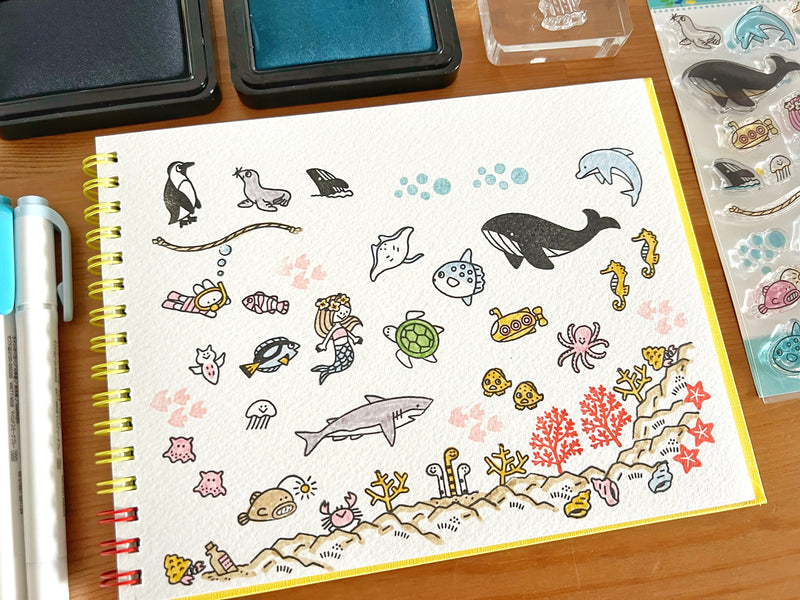 [LIMITED EDITION} Sakuralala x Igloo*Dining* 365™ Clear Stamps - July Set with Washi Sheets