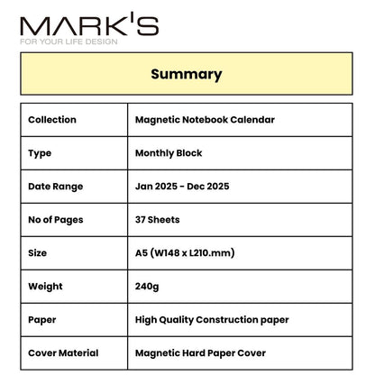 Mark's 2025 A5 Desktop Magnet Notebook Calendar