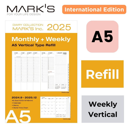 [International Edition] [Int'l] Mark's 2025 A5 Weekly Vertical Planner Refill