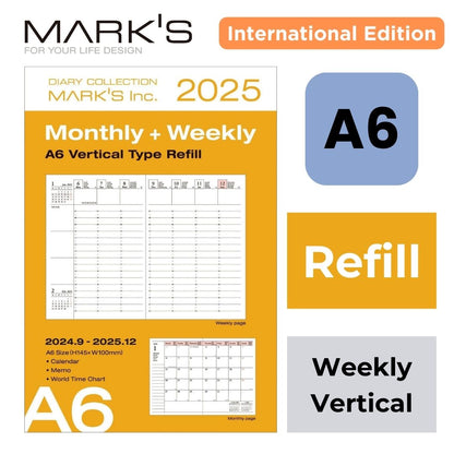 [International Edition] Mark's 2025 A6 Weekly Vertical Planner Refill