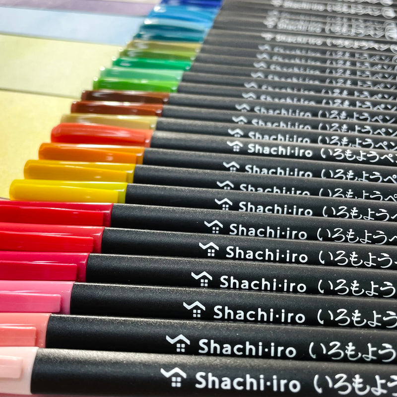 Shachihata Iromoyo Water-Based Colour Brush Pens - Green Series