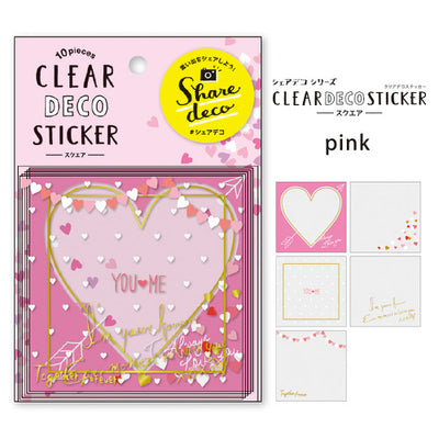 Mind Wave Clear Deco Sticker - Square Pink