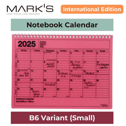[International Edition] Mark's 2025 Notebook Calendar - Small (B6 Variant)
