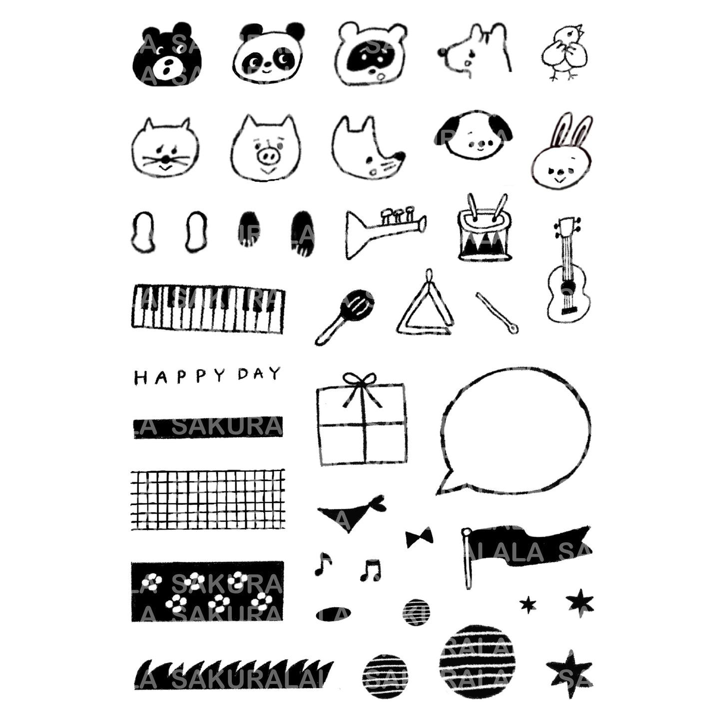 Sakuralala x 963hanko Clear Stamps - Animal Band