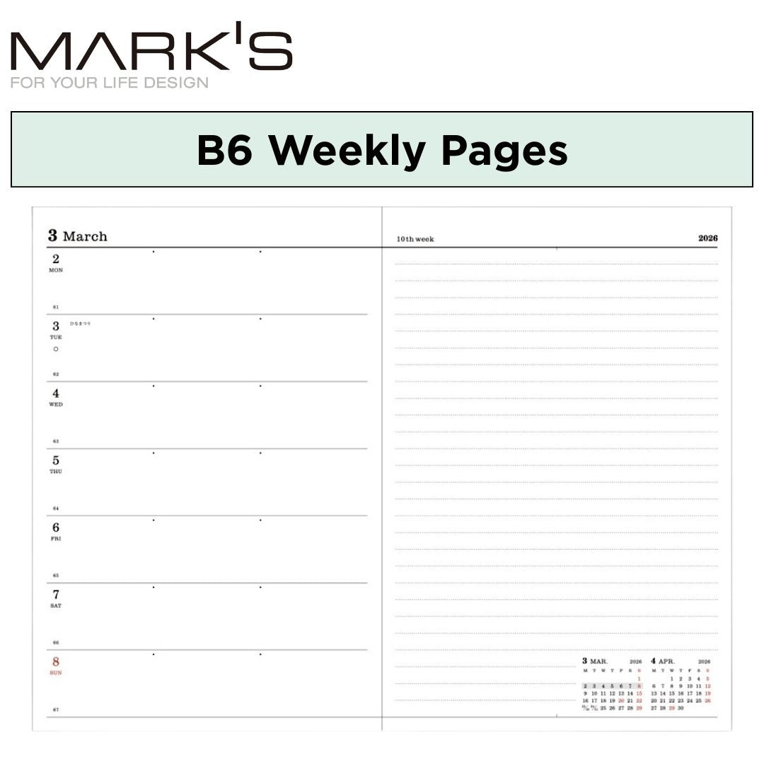Mark's 2026 Planner Diary Refill - B6 | Weekly Left