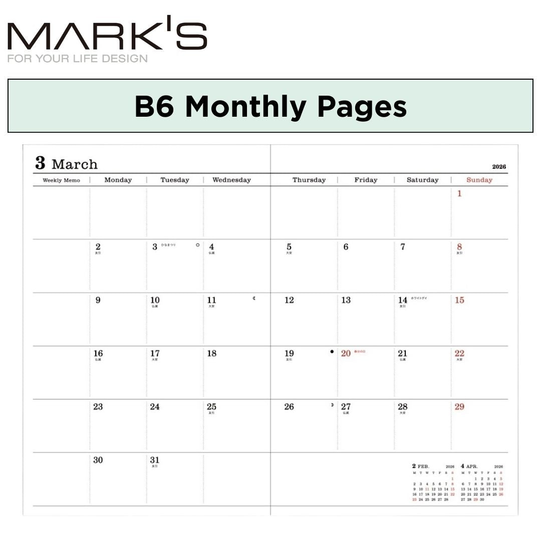 Mark's 2026 Planner Diary Refill - B6 | Weekly Left