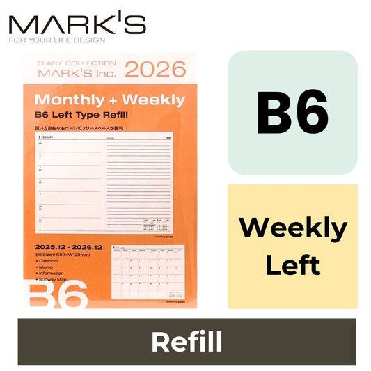 Mark's 2026 Planner Diary Refill - B6 | Weekly Left