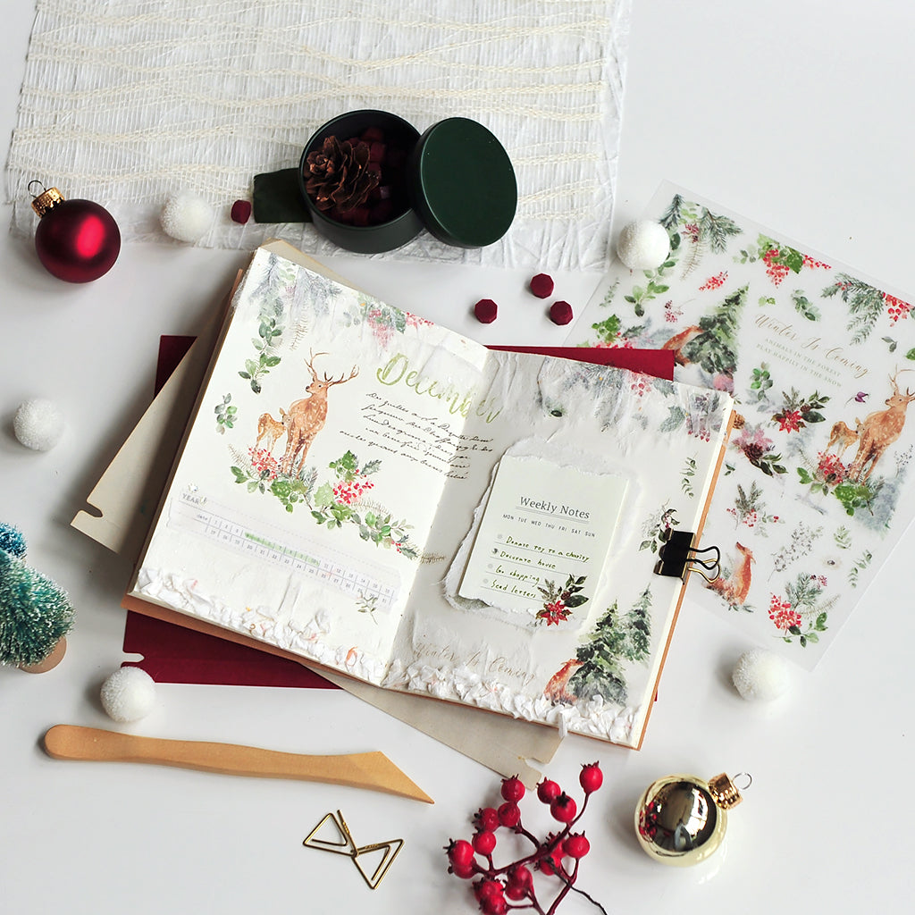 MU Lifestyle Print-On Stickers - Animals in the Christmas Forest