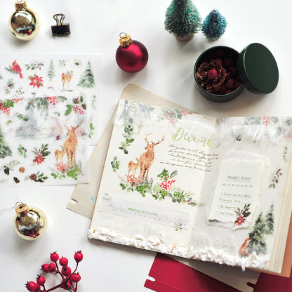 MU Lifestyle Print-On Stickers - Animals in the Christmas Forest