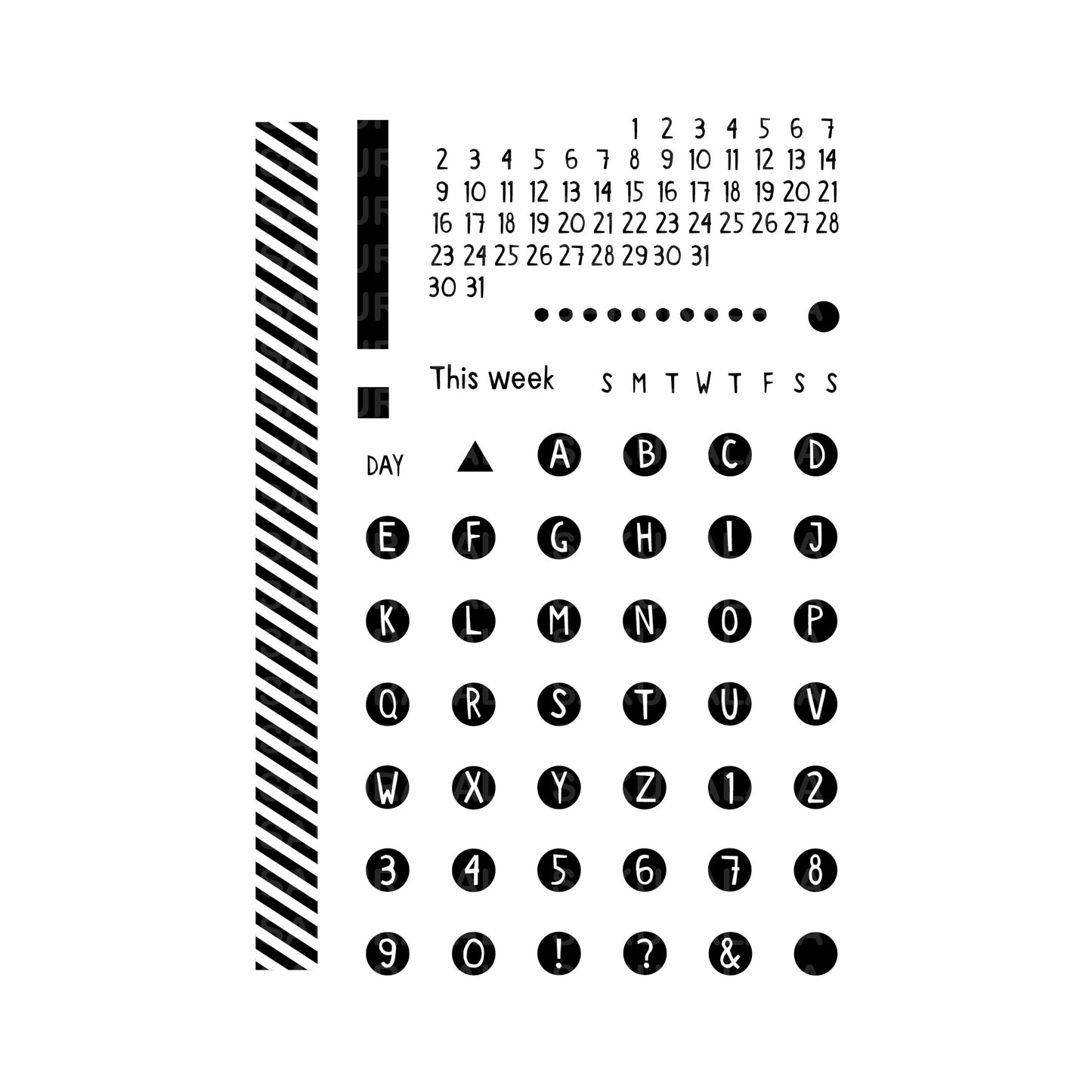 Sakuralala Basic Clear Stamps - No. 001 Monthy Calendar