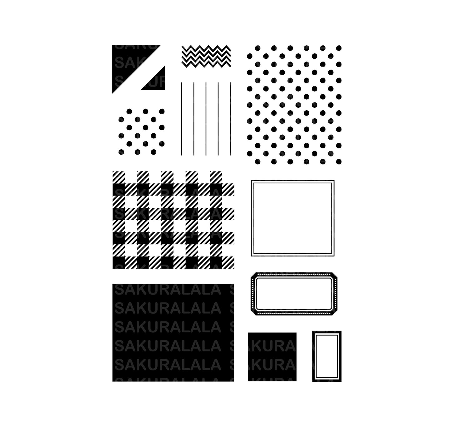 Sakuralala Basic Clear Stamps - No. 004 Patterns & Labels