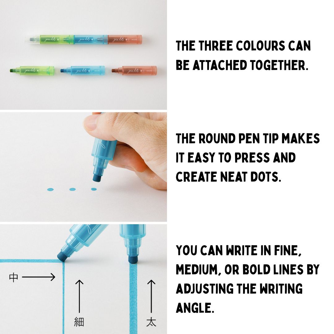 [BUNGUJOSHI 2025] Midori Join Dots Connecting Markers - Mix & Match Any 3 Colours