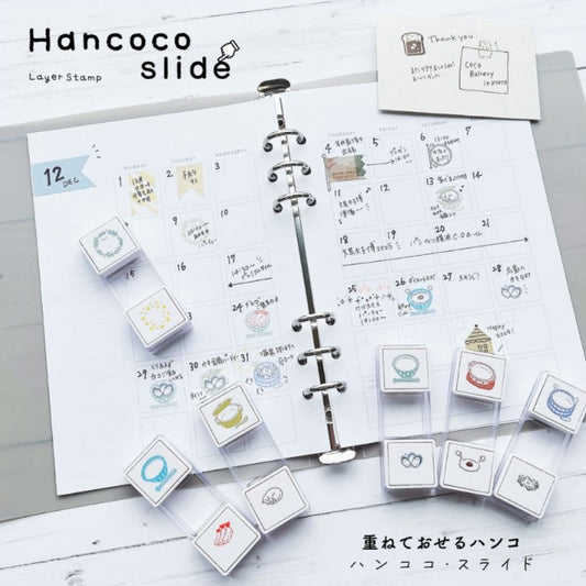 [BUNGUJOSHI 2025] Kutsuwa Hancoco Slide Layer Stamps & Case Set