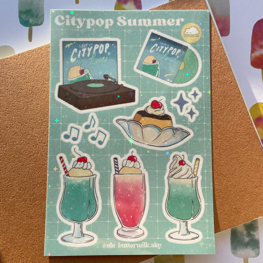 Buttermilk Sky Glitter Sticker - Citypop Summer