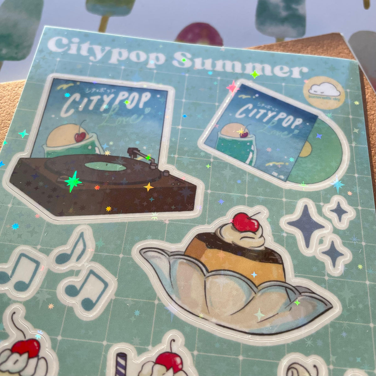 Buttermilk Sky Glitter Sticker - Citypop Summer