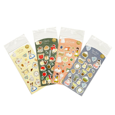 Furukawa Paper Works Little Girl Shopkeepers Collection Sticker Sheet with Gold Foil - Apple Shop