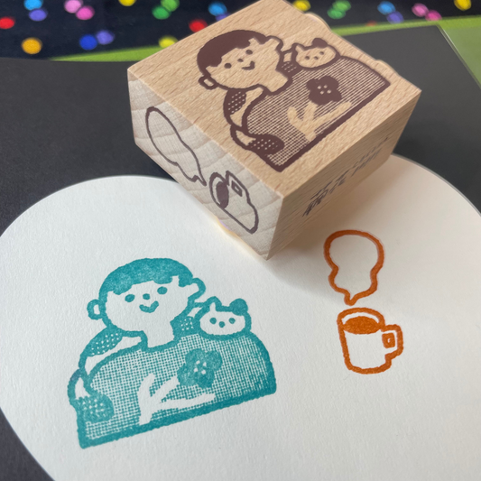Cocoonpoppy Double-Sided Rubber Stamp - Beach Boy & Coffee
