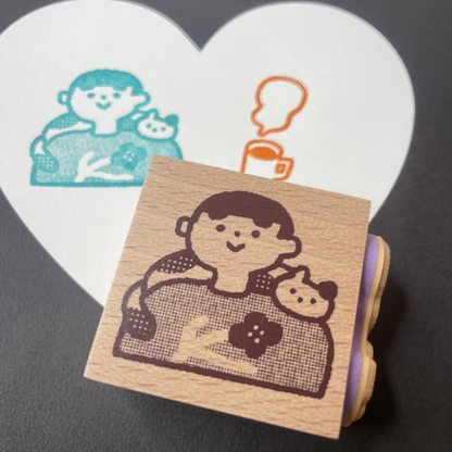 Cocoonpoppy Double-Sided Rubber Stamp - Beach Boy & Coffee