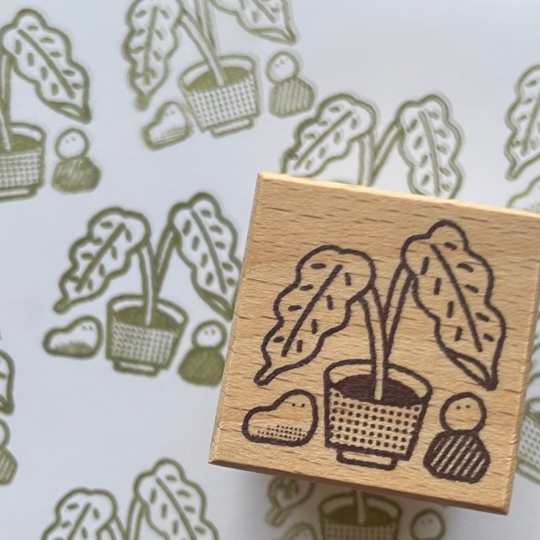 Cocoonpoppy Illustrated Rubber Stamp - Indoor Plant