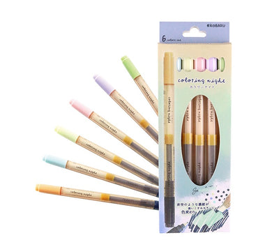 Kobaru Colouring Night 2-Way Markers (6 Colours)