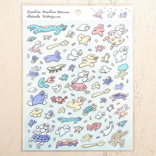 Cozyca Products x Heisuke Kitazawa Clear Sticker - Hashiru Hashiru Minna