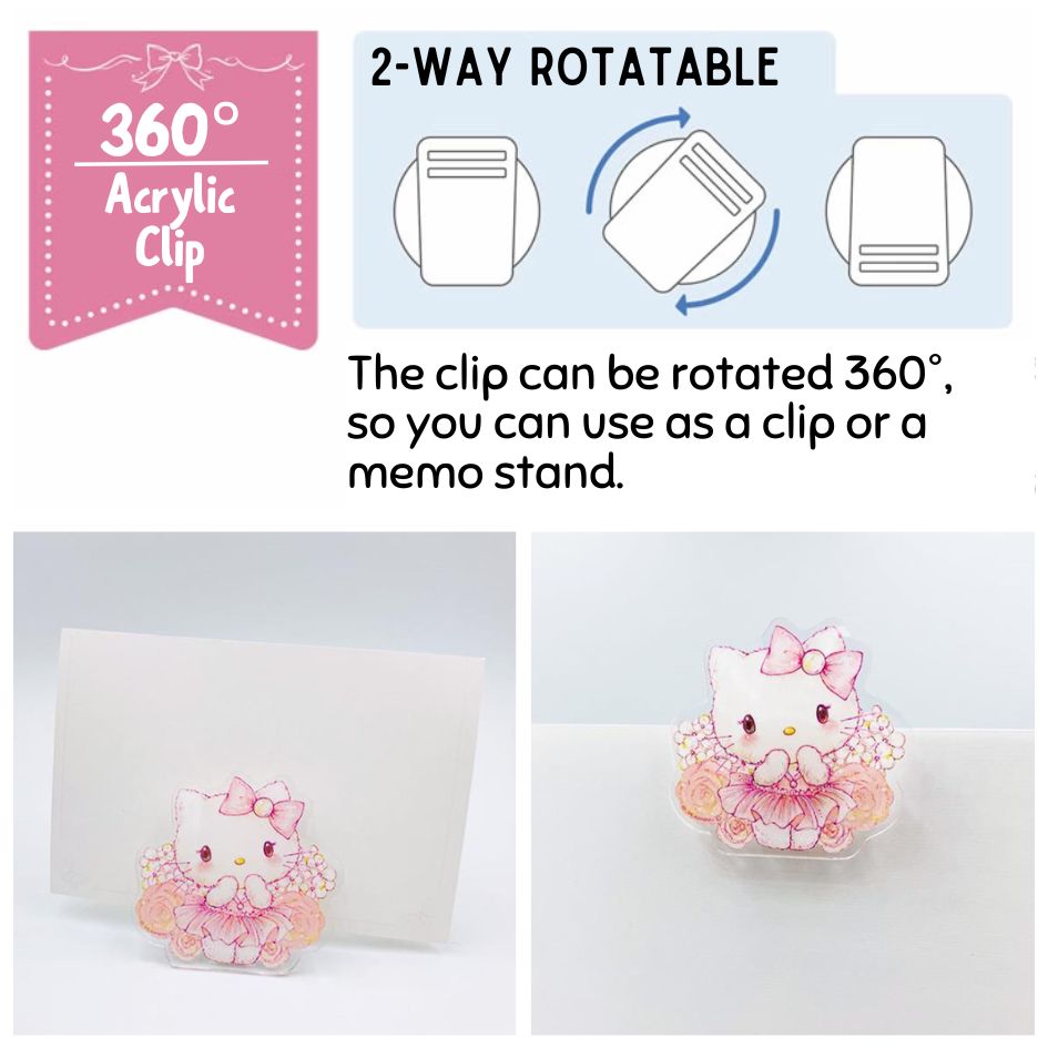 Sanrio x Miki Takei Acrylic Clip - Hello Kitty | Sweet Pink