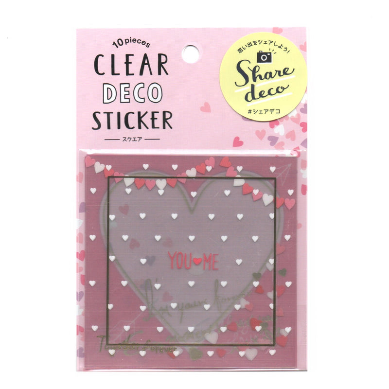 Mind Wave Clear Deco Sticker - Square Pink