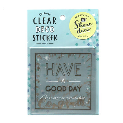 Mind Wave Clear Deco Sticker - Square Blue