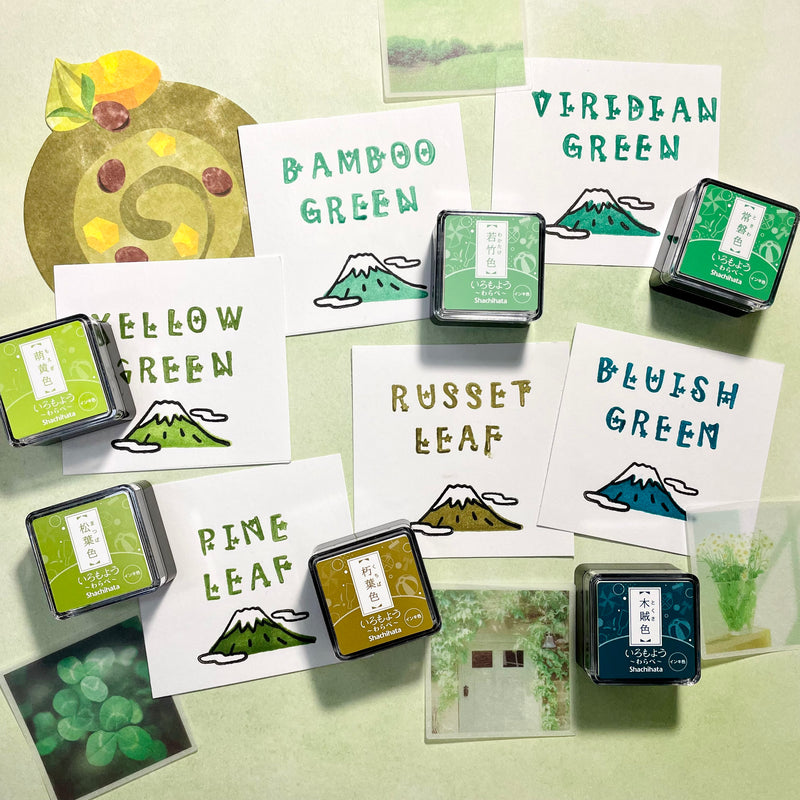 Shachihata Iromoyo Warabe Mini Ink Pads - Green Series