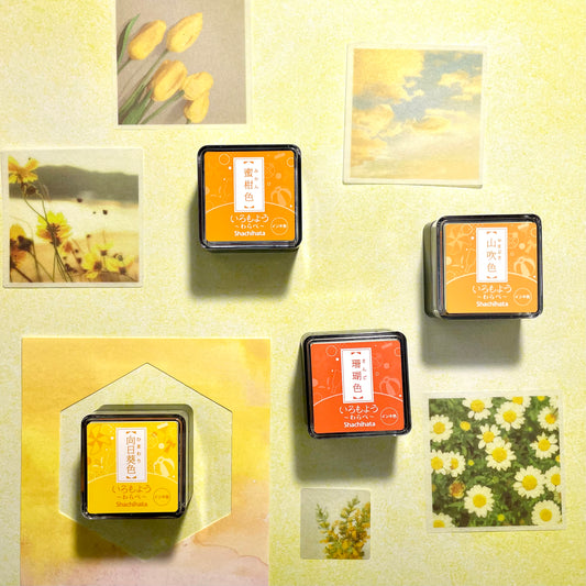 Shachihata Iromoyo Warabe Mini Ink Pads - Yellow & Orange Series