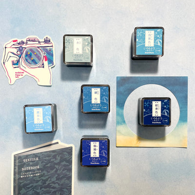 Shachihata Iromoyo Warabe Mini Ink Pads - Blue Series