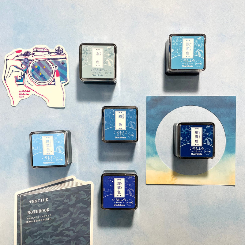 Shachihata Iromoyo Warabe Mini Ink Pads - Blue Series