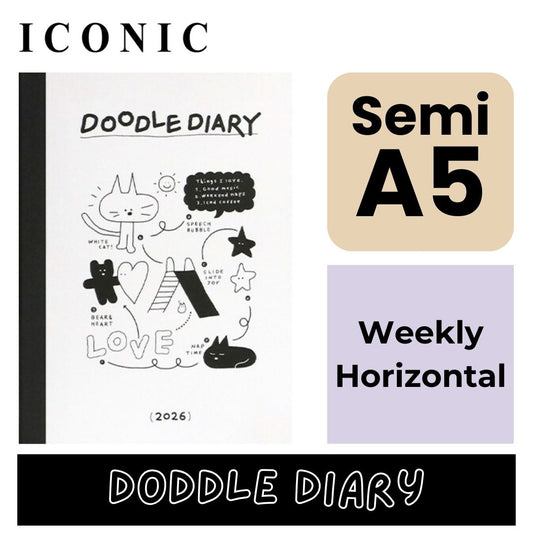 Iconic 2026 Doodle Diary - Semi A5 | Weekly Horizontal