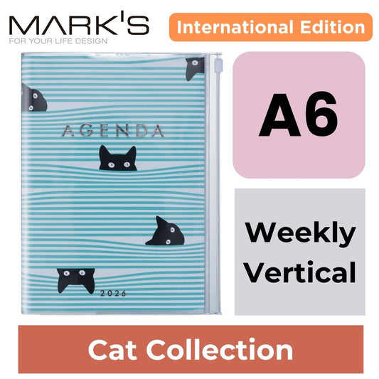 [International Edition] Mark's 2026 Planner Diary - A6 | Weekly Vertical | Cat