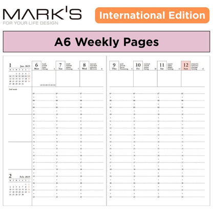 [International Edition] Mark's 2026 Planner Diary Refill - A6 | Weekly Vertical