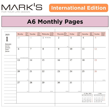 [International Edition] Mark's 2026 Planner Diary Refill - A6 | Weekly Vertical